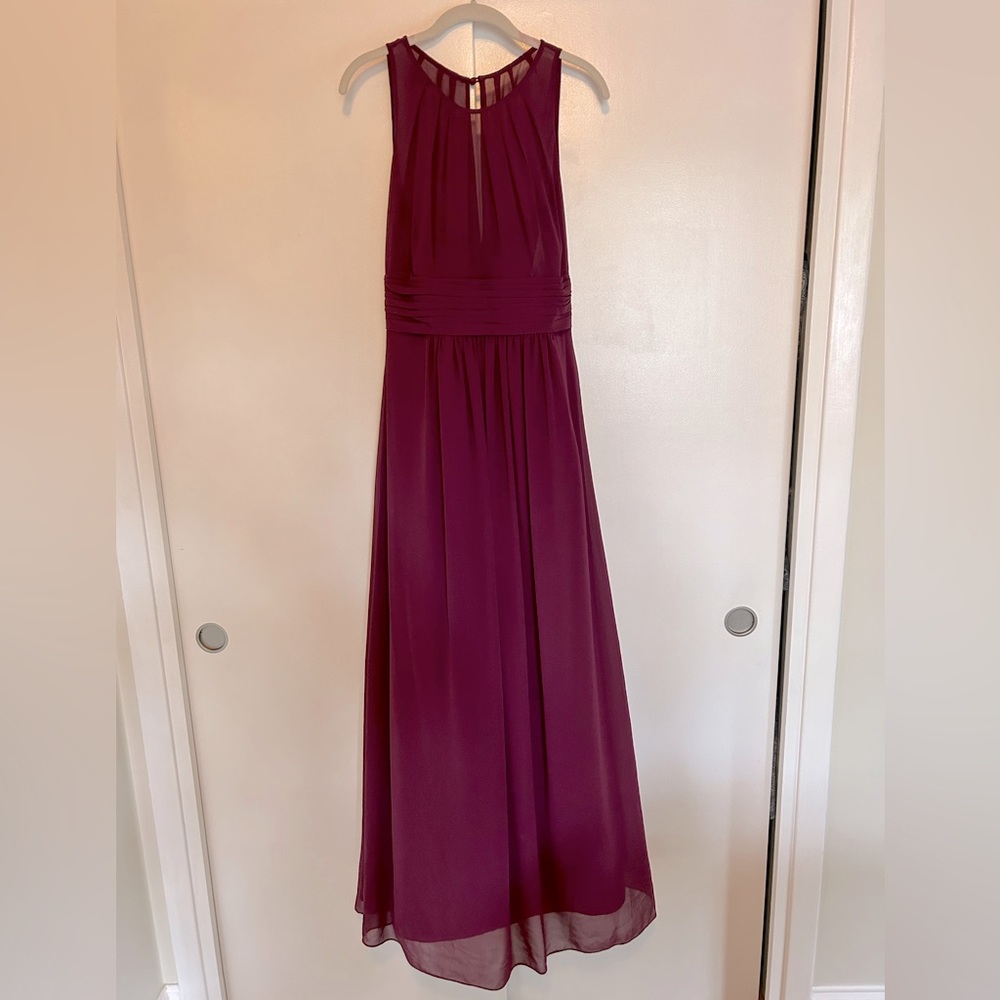 High neck Burgundy Floor Length Gown